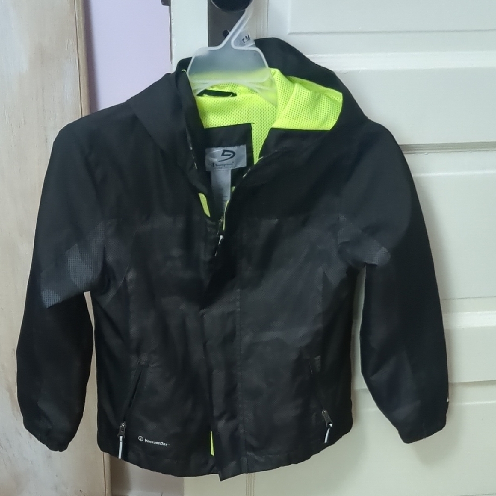 Hummel Kids Raincoat in Black and Neon Yellow